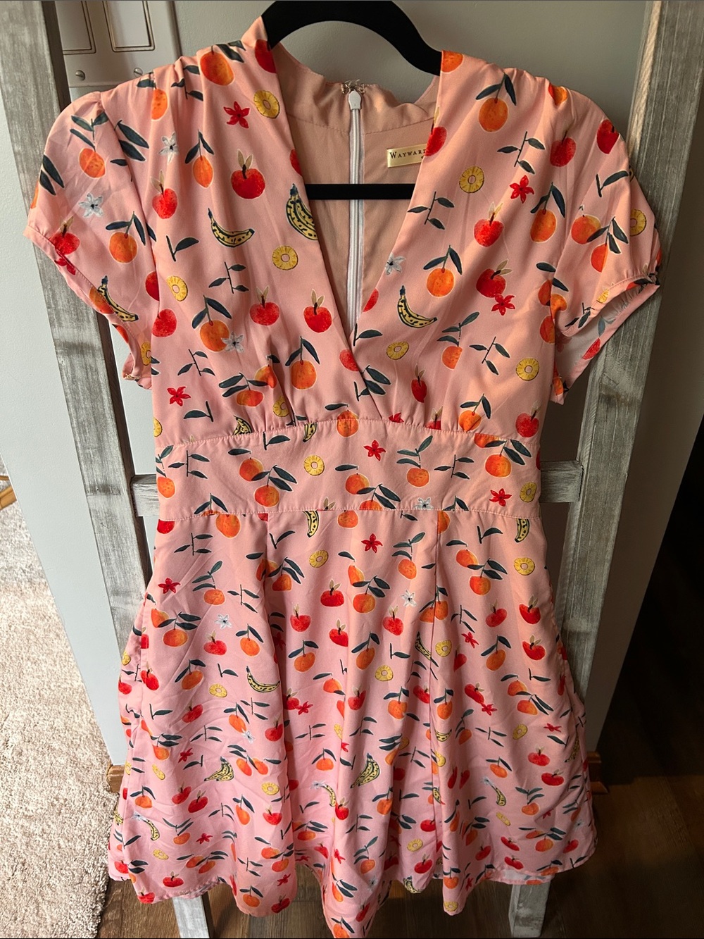 eshakti Pink Fruit-Print Midi Dress